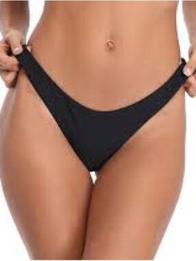 Bar III Bikini Bottom Black Ruched Back Cheeky Size M NWOT